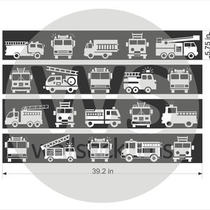 Fire Trucks knockout border Wall Decal Kids Vinyl Wall Art Sticker WD0432 image 2