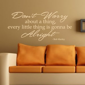 Bob Marley Wall Decal Vinyl Don&#39;t Worry Wall Quote Living Room Bedroom Decor - WD0035