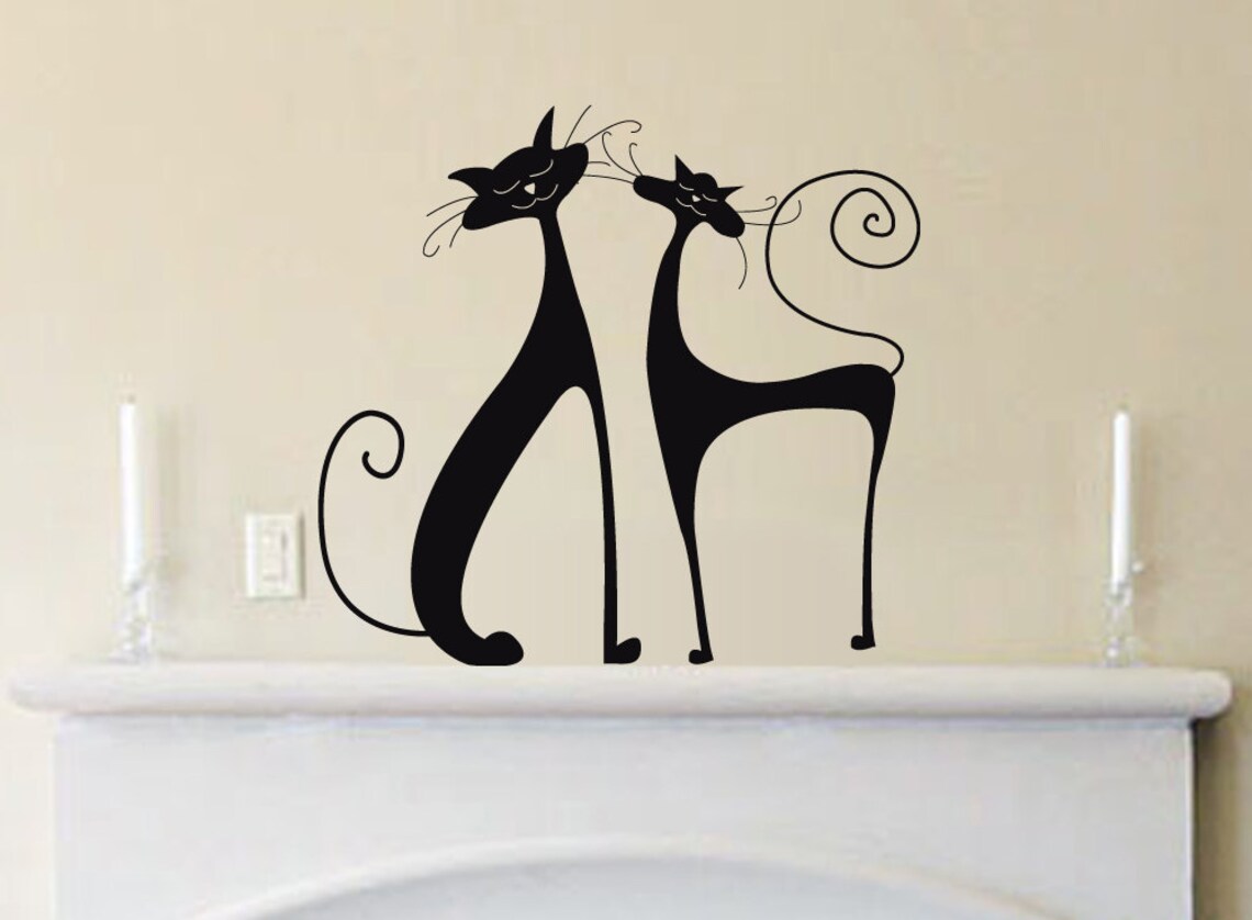 Wall Decal Cats Vinyl Wall Art Decal Sticker Animal Lovers Etsy