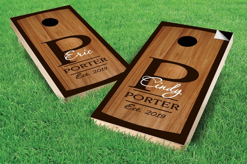 Wooden Cornhole Board Wrap Personalized LAMINATED & DURABLE image 1