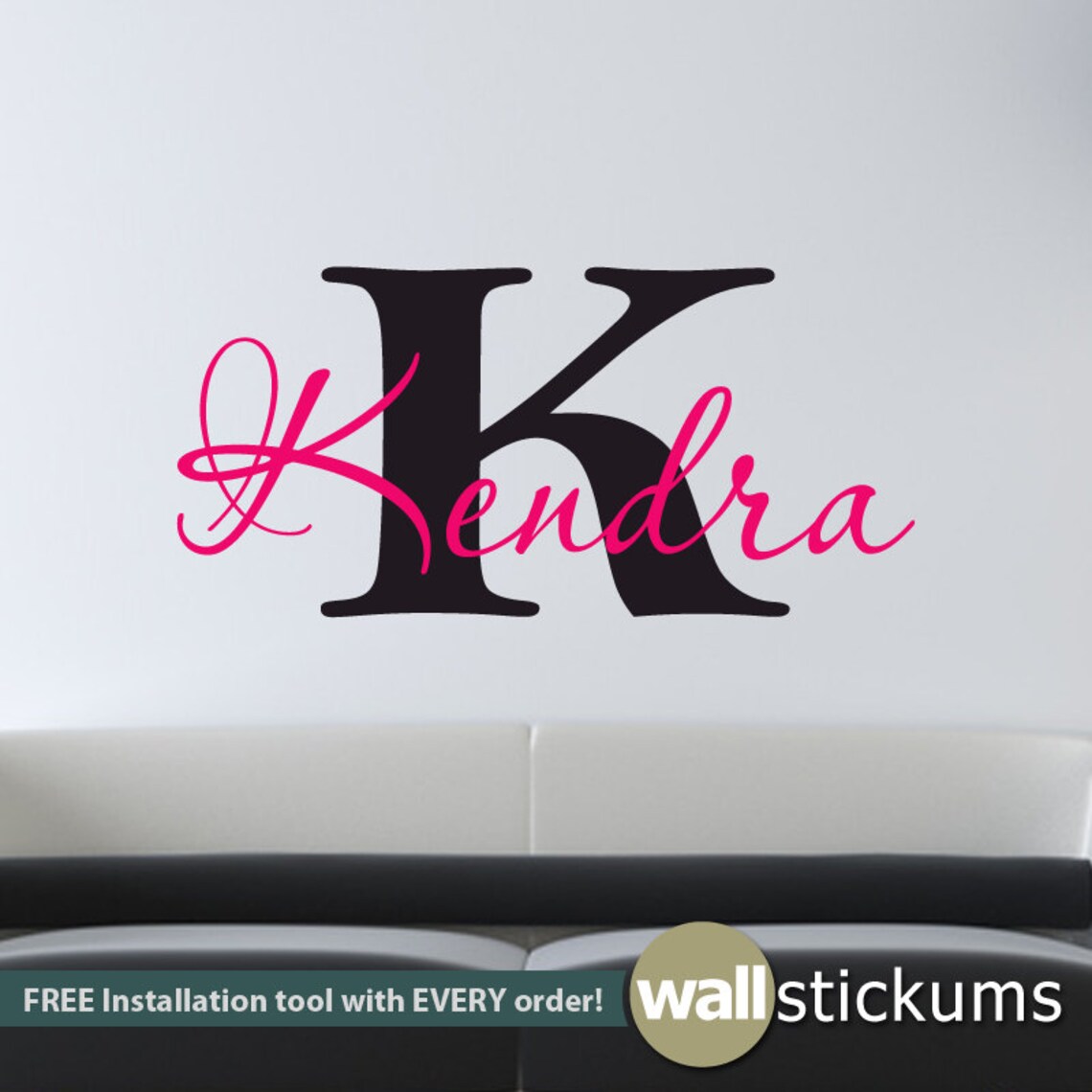 Wall Decal Girls Personalized Name Monogram College Dorm Etsy