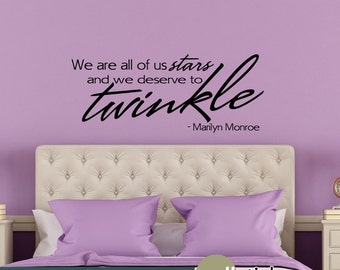 Marilyn Monroe Wall Decal Stars Twinkle Wall Quote Living Room Vinyl Wall Decal Bedroom Decor - WD0178