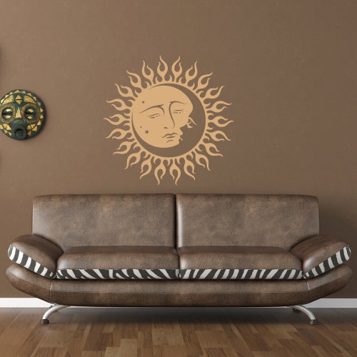 Wall Decal Sun and Moon Vinyl Wall Art Decal Sticker Wall Etsy