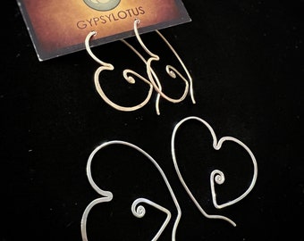 Made to order Heart Hoop earrings. Earrings handmade with love by Gypsy Lotus