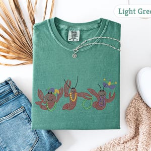 Comfort Colors® Crawfish Season Embroidered Shirt, Mardi Gras Crawfish tshirt, Mardi Gras Embroidered Shirt, Crawfish And Lime Shirt