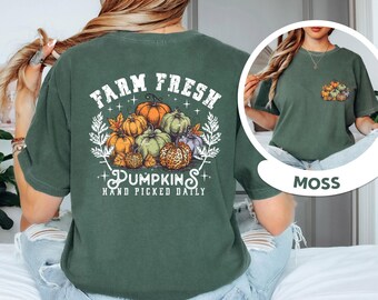 Comfort Colors®  Farm Fresh Market Shirt, Retro Pumpkin Shirt, Pumpkin Patch Tee, Hand Picked Daily Fall Tee, Thanksgiving T-Shirt