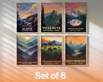 National Park Poster Set - Choose any 6 Scenic Prints | Nature Lover Wall Decor