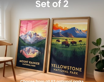 National Park Poster Set - Choose any 2 Scenic Prints | Nature Lover Wall Decor