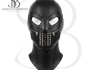 Handmade Black Leather Full-Enclosure Hood Custom Made to Measure
