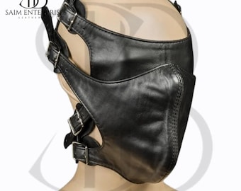 Custom Asylum Leather Hood – Removable Muzzle & Blindfold – Fetish Gear