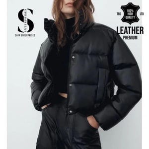 Black Sheep Leather Puffer Jacket: Custom Fit Winter Coat Made to Measure