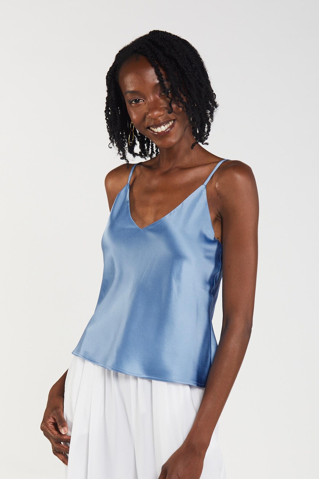 100% Silk Azure Blue Cami Top - Etsy