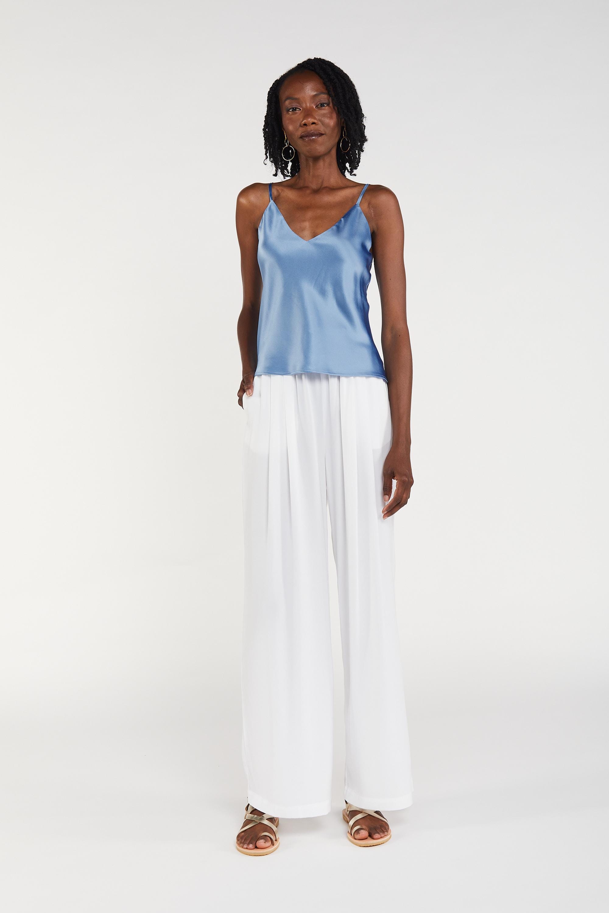 100% Silk Azure Blue Cami Top - Etsy
