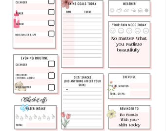 One-Page Skincare Planner | Daily Skin Routine Tracker | Printable PDF
