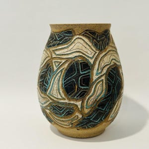 Vintage Susan Brown Freeman Incised Cobalt Glaze/Large Vase Signed