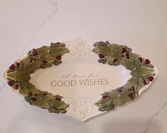 10" Candy Dish. Holly Berry Candy Dish by Grasslands Road