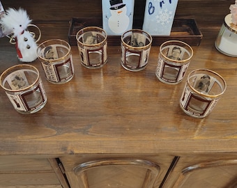 Vasos dobles de película vintage "Los locos años veinte" con ribete dorado