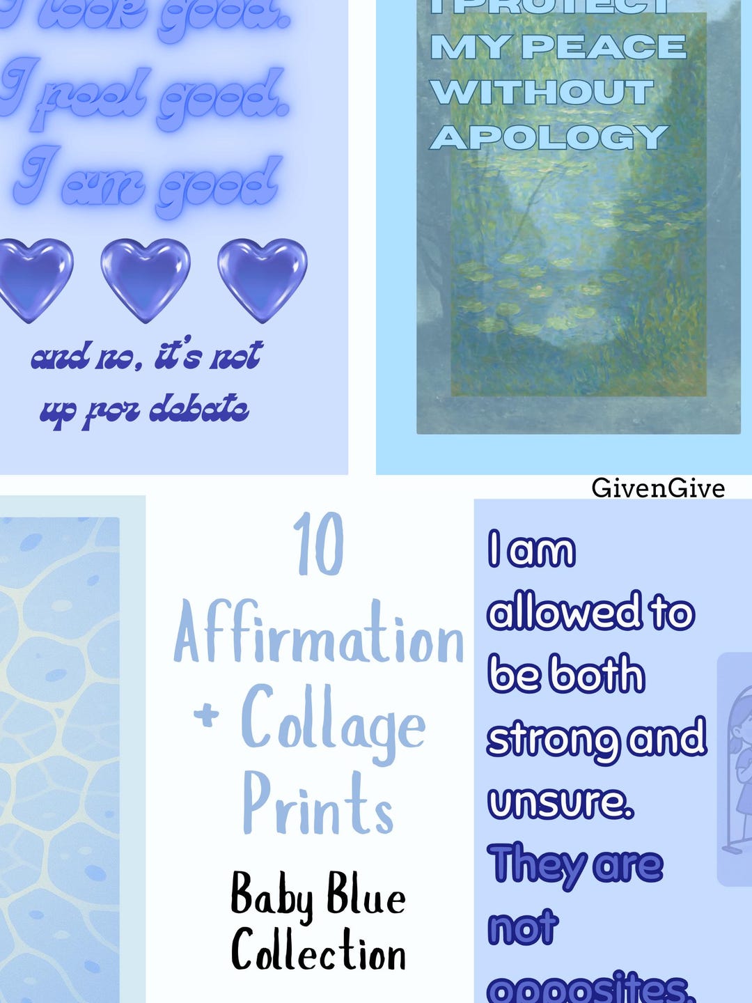 Affirmation & Collage Printables | Baby Blue Collection, Positive ...
