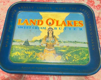 Bandeja metálica vintage para mantequilla de crema dulce Land O’Lakes