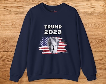 Trump 2028 Crewneck Sweatshirt - Patriotic American Flag Design