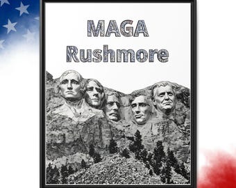 MAGA Rushmore Canvas Art, Wall Decor, American Politics Art, Unique Gift for Patriots, Political Home Decor, Framed Art