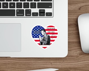Heart-Shaped Charlie Tribute Stickers: Patriotic Warrior Die-Cut Decals
