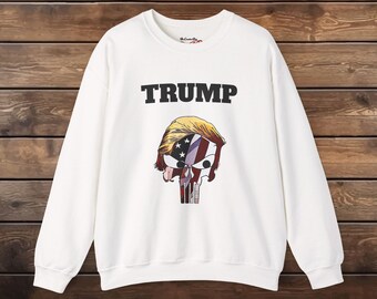 Political Sweatshirt, Patriotic Punisher Design with 'TRUMP' Text
