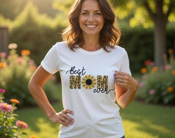 Best Mom Ever Tee | Leopard Sunflower Mothers Day Shirt