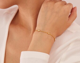 Dainty 18K Gold Plated Zircon Bracelet – Durable Titanium Steel Jewelry for Women