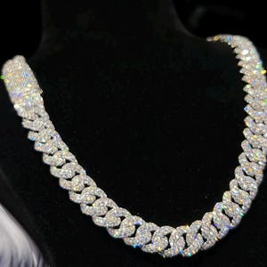 12mm Real VVS1 Moissanite Diamond Cuban Link Chain Hip Hop Chain, VVS Diamond Chain, BustDown Cuban Necklace, Rapper Miami Cuban Chain