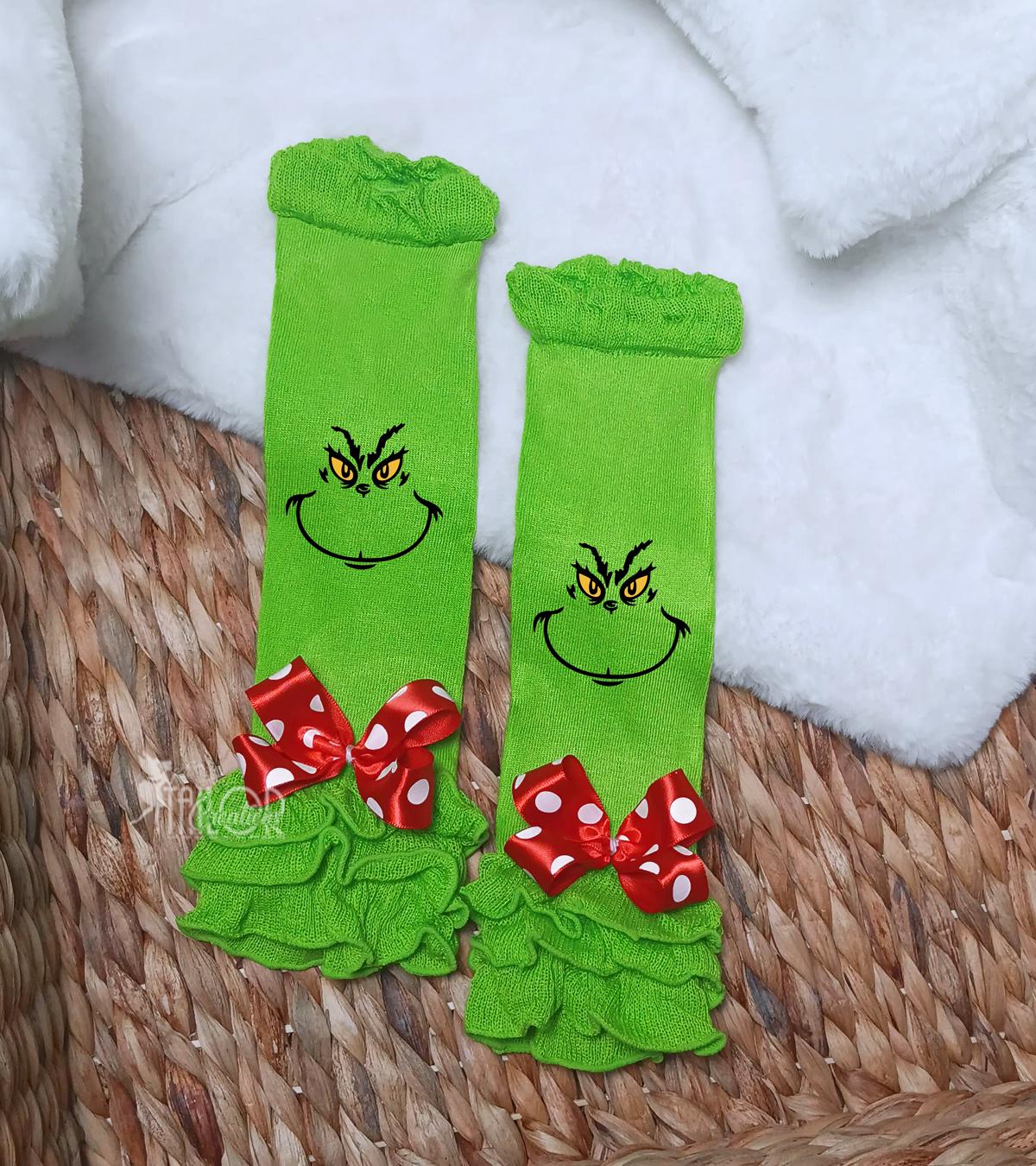 Christmas Green Monster Accessories Set Women\'s Santa Hat Fuzzy Leg Warmers Fuzzy Grinch Socks | Grinch Gifts main image 3