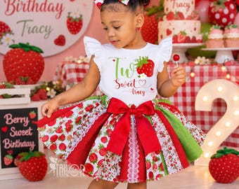 Abito tutù a tema fragola, vestito dolce per neonati/bambini/bambine - vestito dolce per la festa di compleanno con bacche - abito tutù da ancella - tutù e giacca