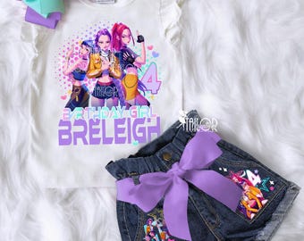 K Pop Demon Hunters Outfit - Huntrix K Pop Demon Hunters Fan Gift - Anime Custom Birthday Set - Custom K Pop Birthday Tee Shirt Shorts Set