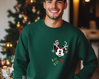 Retro Disney Mickey-monogram sweatshirt ronde hals - Disney kersttrui cadeau - Disney Magic Kingdom bijpassende Disneyland kersttrui