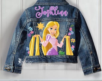 Disney Princess Rapunzel Jean Jacket Personalized baby/toddler/girls, Disneyland Jean Denim Jacket, Custom Character Theme Jacket for Kids