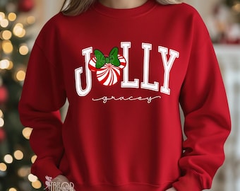 Minnie Peppermint Jolly Disney kerstnaam sweater - Disneyland kersttrui - Disney kersttrui - Disneyland trui