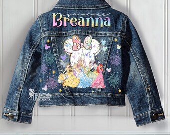 Disney Princess Watercolor Magical Castle Denim Jacket baby/toddler/girls - Magical Castle Denim Jacket - Princess Birthday Outfit Ideas