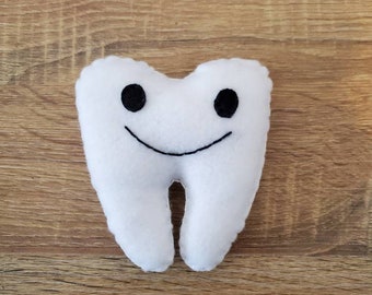 Felt Tooth Fairy Tooth Pillow- handmade with back pocket- tooth fairy pillow, stuffed tooth pillow, tooth pillow pocket, tooth holder