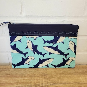 Shark Cosmetic Bag-  Travel bag, Shark Makeup bag, Shark makeup pouch, Shark cosmetic pouch, travel pouch, toiletry bag, Shark bag, Shark