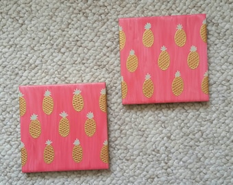 Pineapple Coasters set of 4- pineapple coaster, beer coasters, wine coasters, pineapple gifts, Pineapple drink coasters, pineapple decor