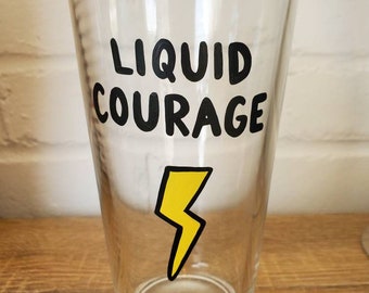 SALE- Liquid Courage beer glass- Beer Glass, Pint Glass, gifts for men, gifts for women, beer gifts, beer glasses, Gifts for 21st birthday