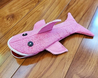 Pink Shark Pencil Case with Zipper- Shark Cosmetic Bag, Shark Pencil Pouch, Zipper Pencil Case, Pencil Pouch, kid zipper case, shark bag