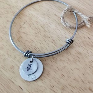 Owl Hand stamped charm bracelet with Be Wise Be Fly pendant & Story Tag, owl gifts, owl bracelet, owl charm bracelet, handstamped jewelry image 6