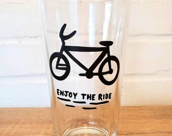 Enjoy the Ride Hand-painted bicycle pint glass