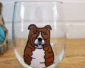 Bulldog Wine Glass- hand painted wine glass- Bulldog Wine Glass, Bulldogs Glass, Bulldog Gifts, Bulldog, Bull dogs, Bulldog Mom, Dog Wine