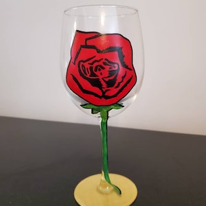 Bachelor-Inspired Rose Wine Glass- hand painted wine glass, Bachelor tv show, bachelor show, rose wine glasses, rose, the bachelorette show