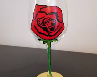 Bachelor-Inspired Rose Wine Glass- hand painted wine glass, Bachelor tv show, bachelor show, rose wine glasses, rose, the bachelorette show