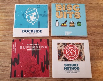 CT Brewery Beer Coasters- Choose your set of 4 tile craft beer Coasters! Connecticut Brewery, craft Beer gifts, gifts for beer enthusiasts