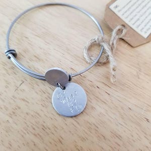 Owl Hand stamped charm bracelet with Be Wise Be Fly pendant & Story Tag, owl gifts, owl bracelet, owl charm bracelet, handstamped jewelry image 3