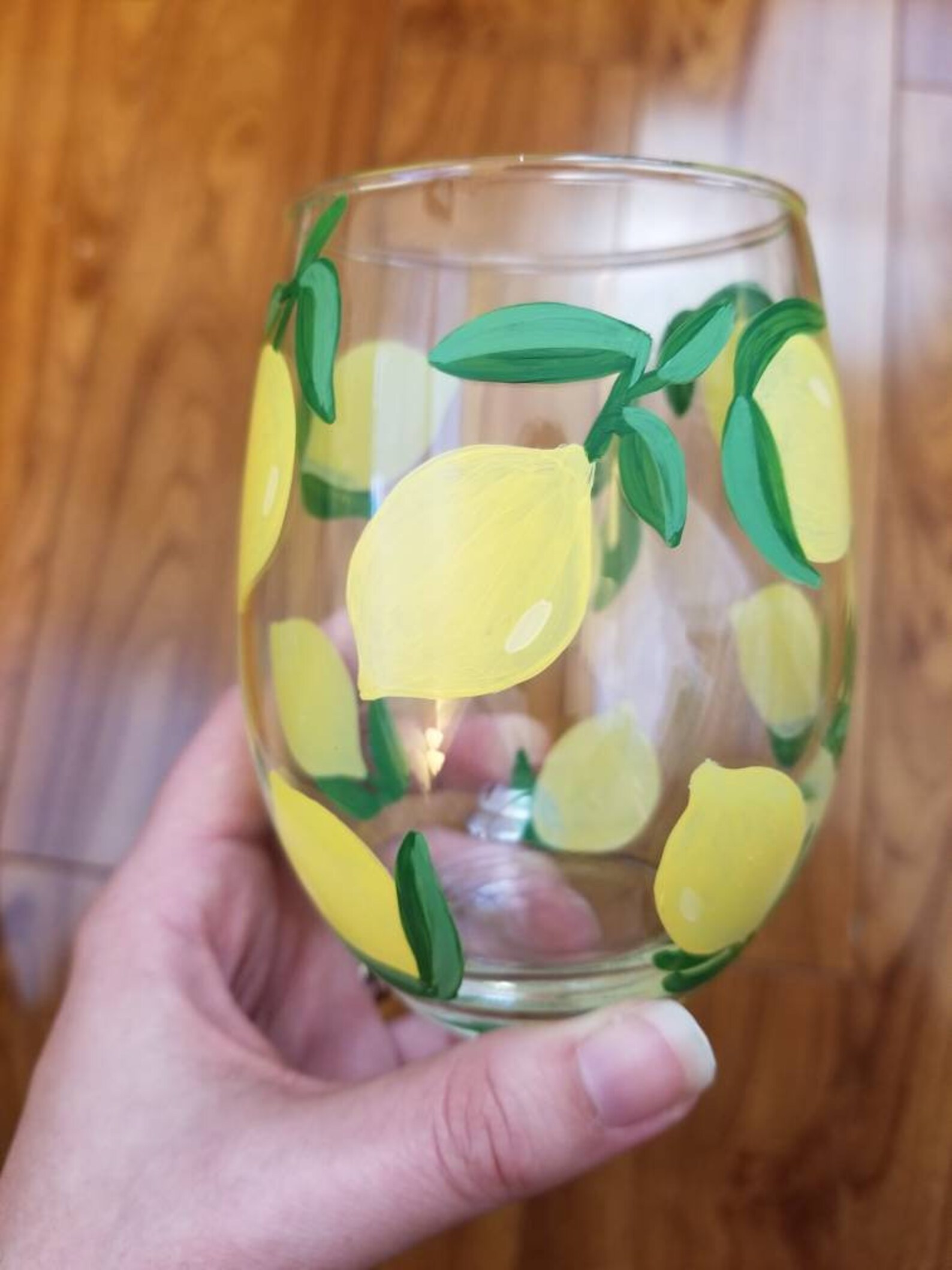 Lemon Wine Glass hand painted wine glass dishwasher safe Etsy